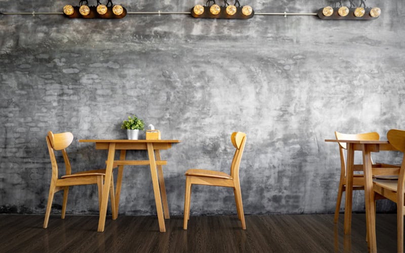 Flexco Flooring Wood Chairs and Counters In The Cafe Setting