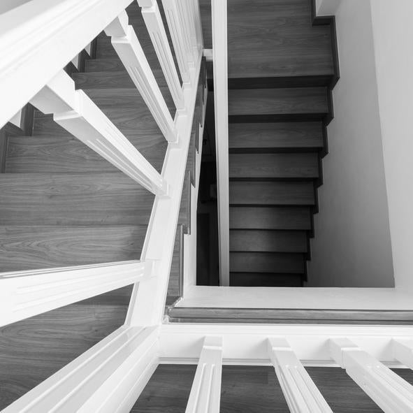 Luxury vinyl plank flooring on stairs