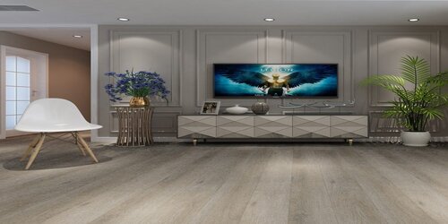 Living Area and a Television Display with Luxury Vinyl Flooring