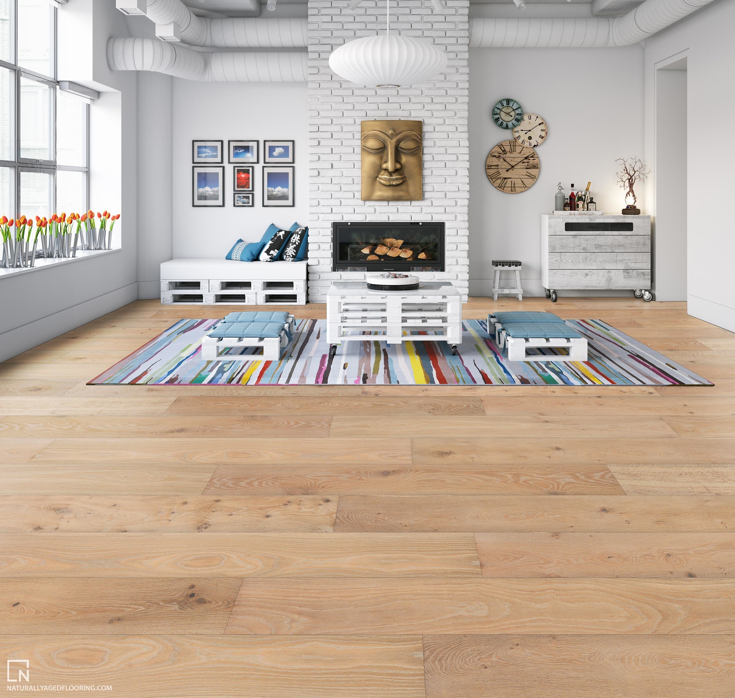 Naturally Aged Flooring Medallion 91198-02 Playa 7 1/2" x Varying Length Engineered Hardwood