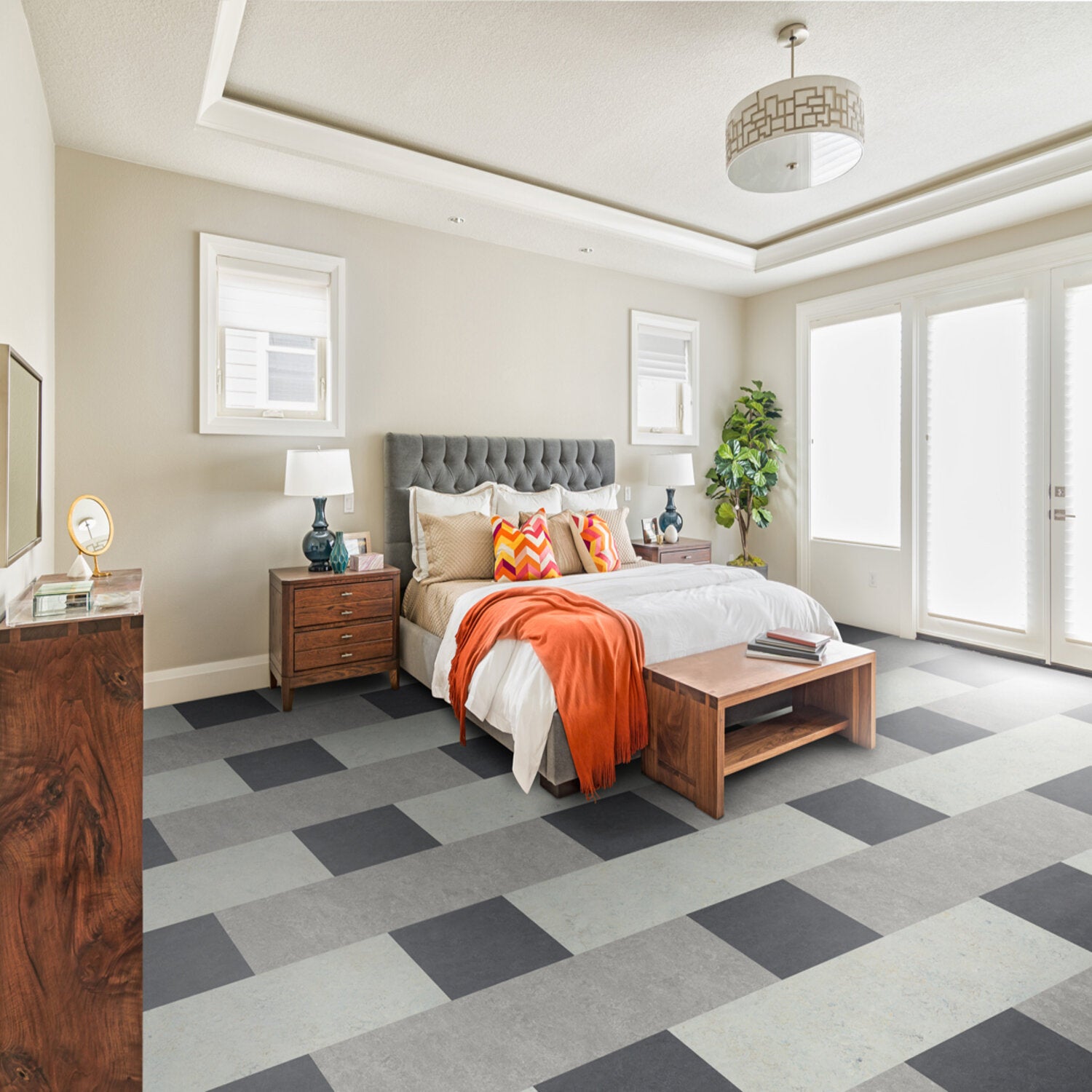 Forbo Marmoleum Click Cinch LOC Seal Waterproof Seal 333146 Serenegrey 12" x 12" Linoleum Tile Flooring (6.78 SF/Box)