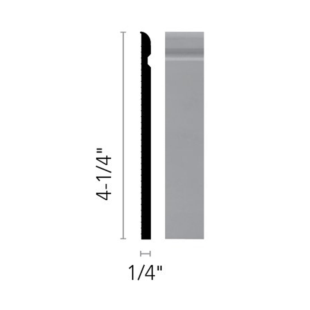 Flexco Base Sculpture Captivate TRUE White 4 1/4" x 8' by 1/4"