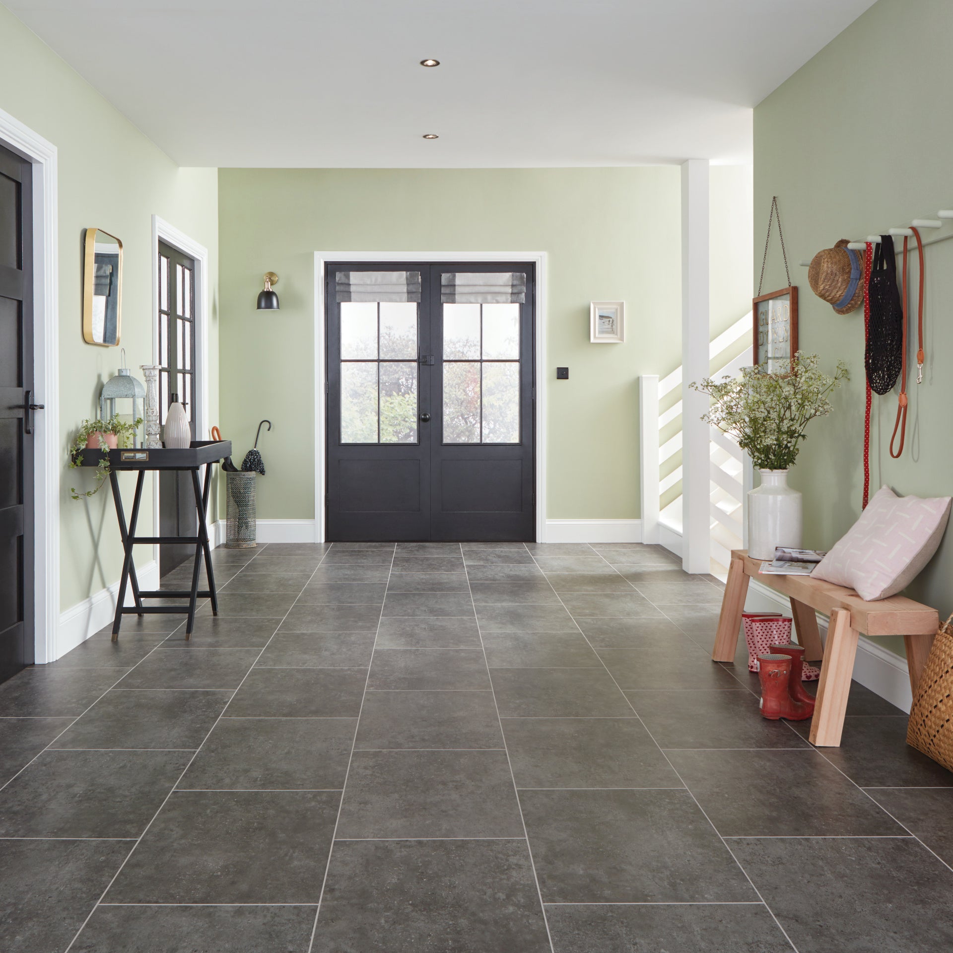 Karndean Korlok Select Oxford Grey RKT3008-G Gray Stone Tile 18" x 24"