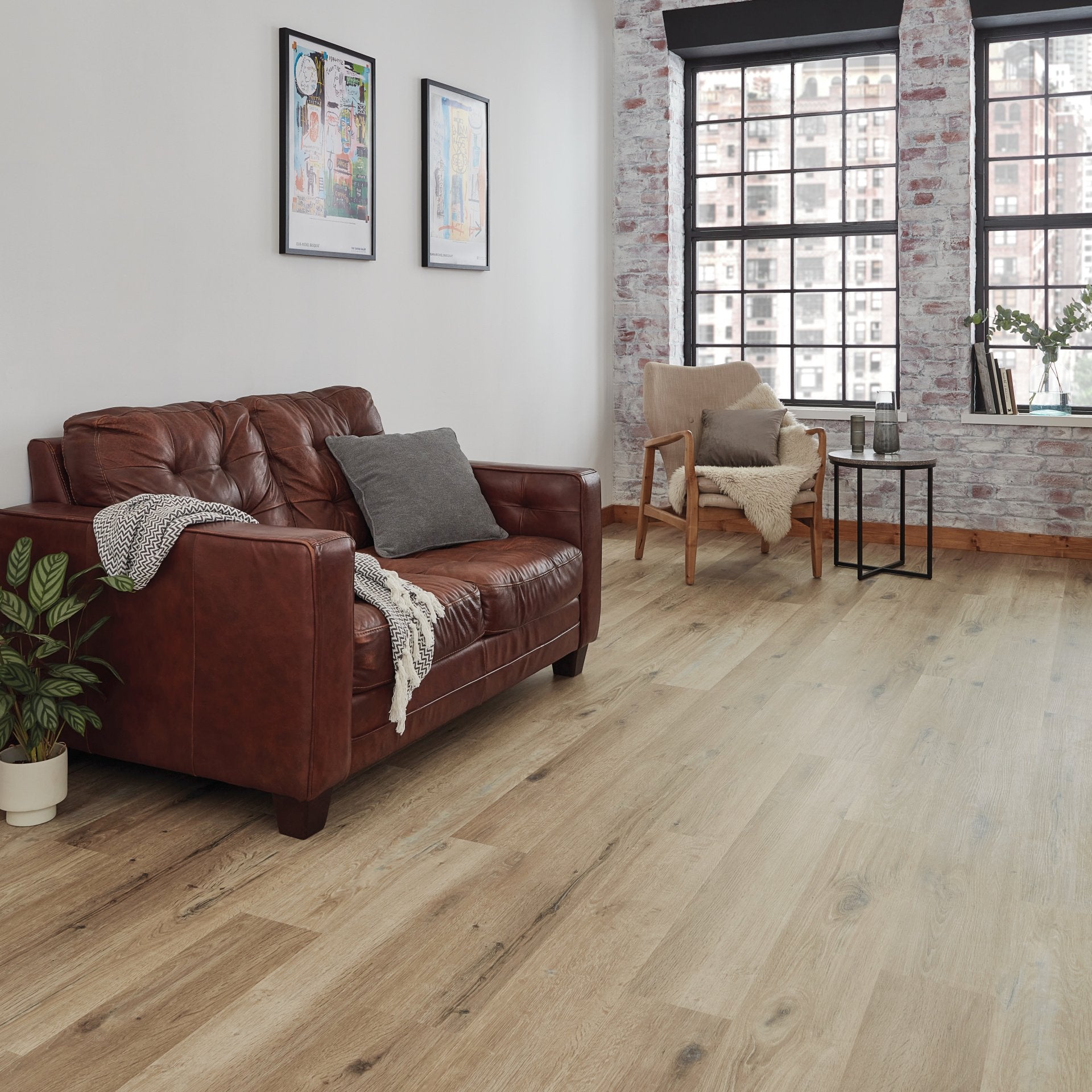 Karndean Knight Tile Rigid Core Washed Character Oak SCB-KP144-6 Mid Brown Wood Plank 6" x 36"