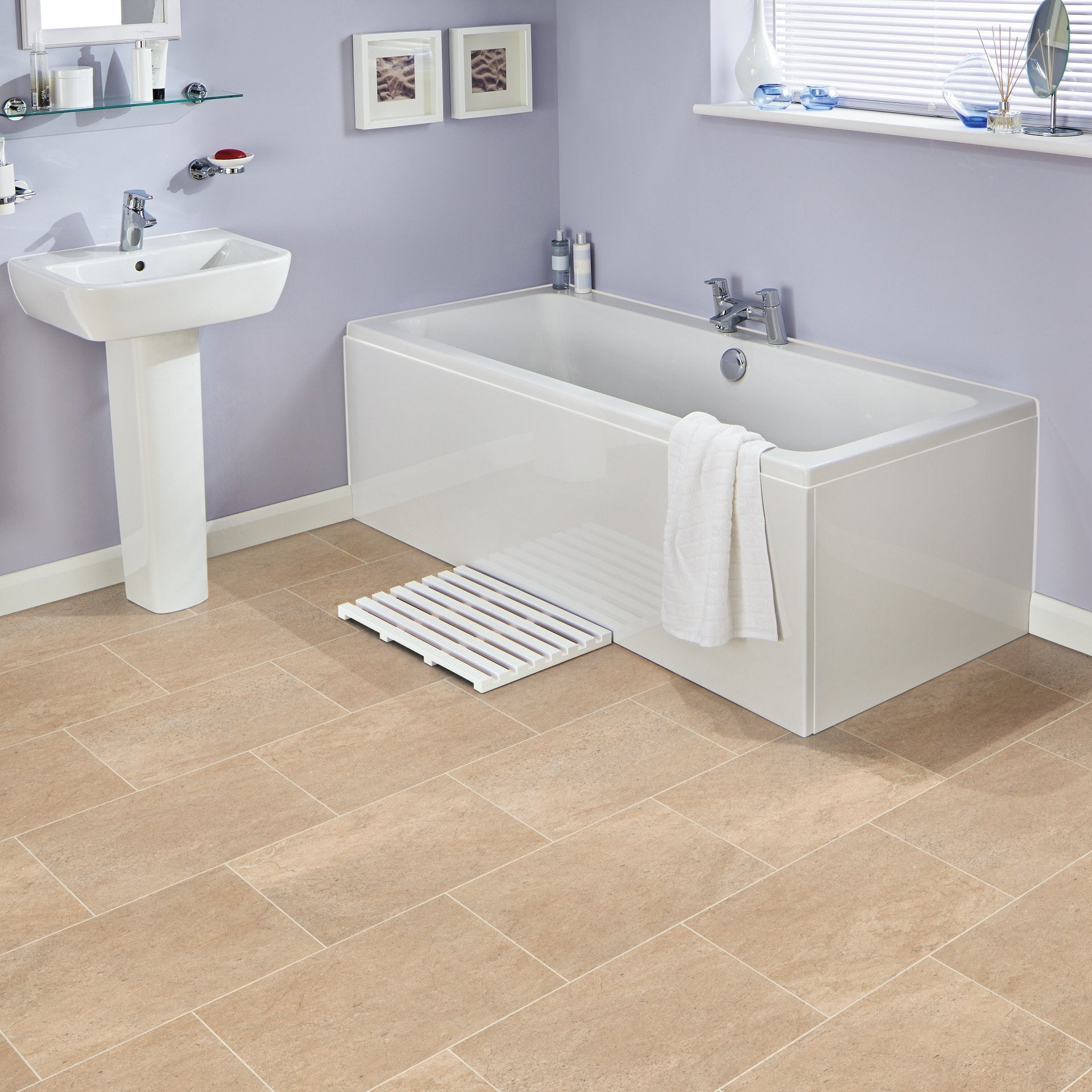 Karndean Knight Tile Rigid Core Bath Stone SCB-ST12-G Beige/cream Stone Tile 12" x 18"