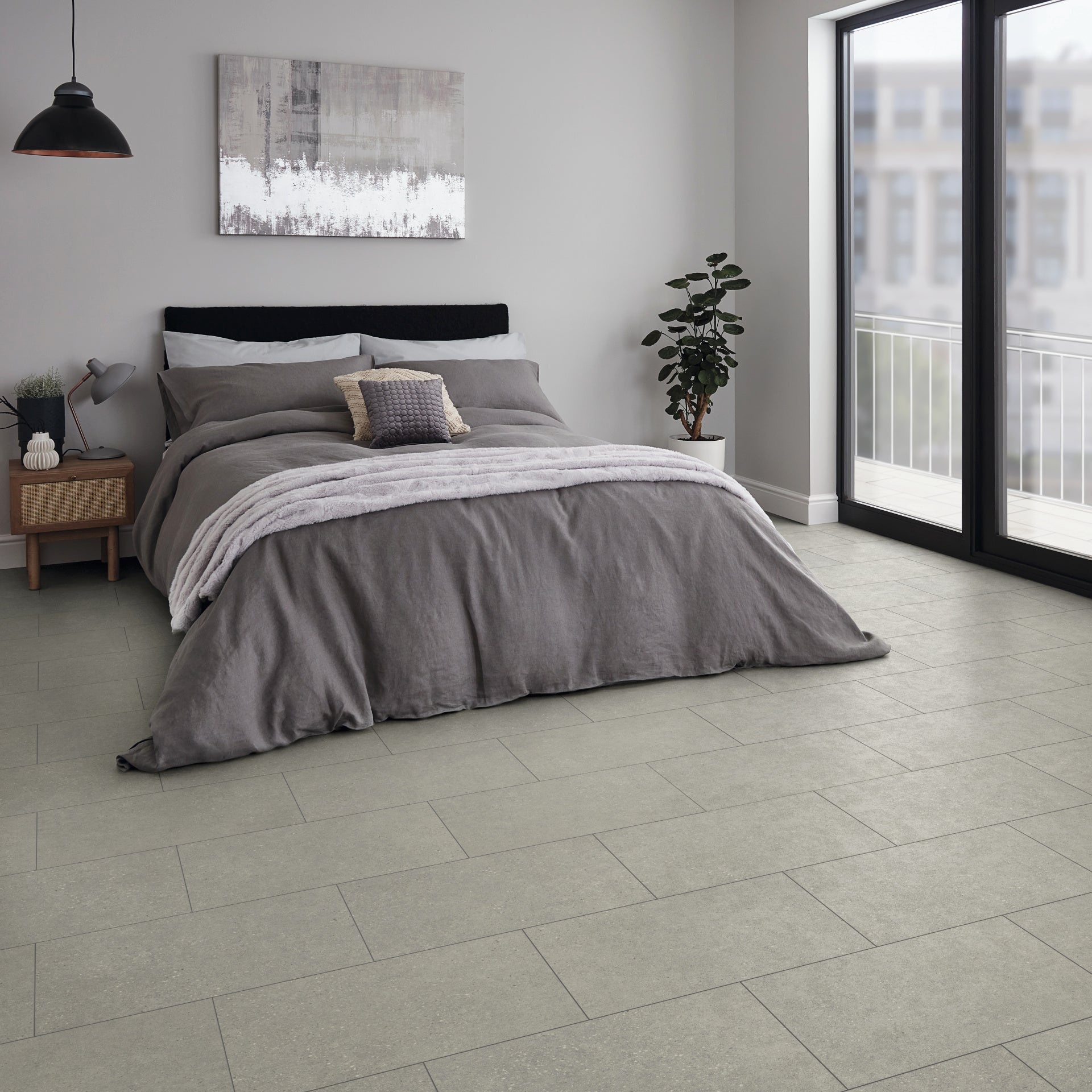 Karndean Knight Tile Rigid Core Olten Stone SCB-ST24-G Gray Stone Tile 12" x 18"