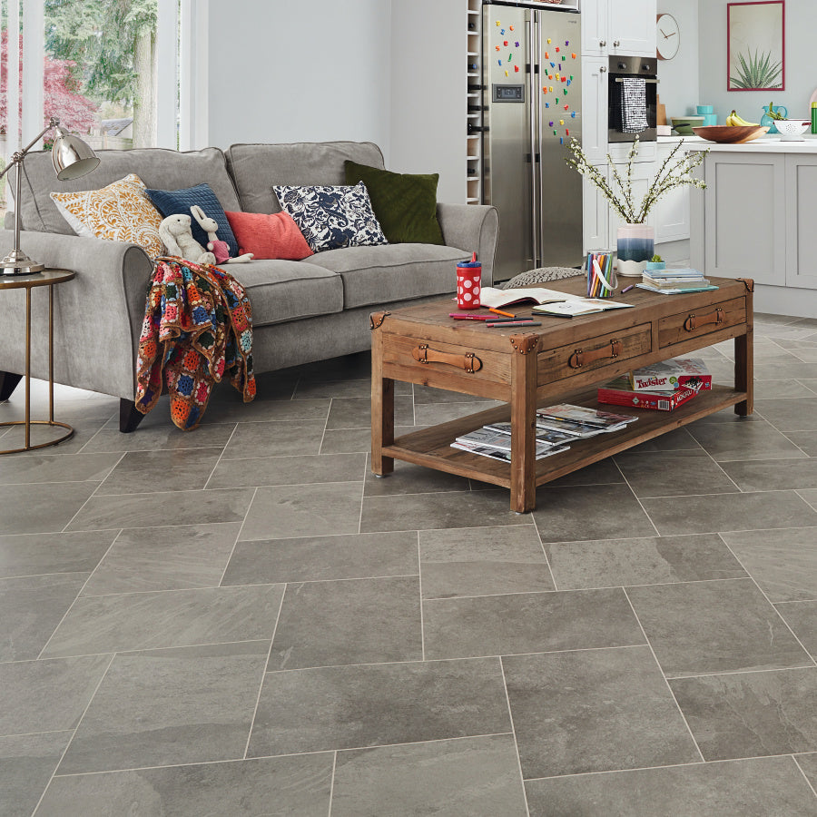 Karndean Knight Tile Gluedown ST16 Grey Riven Slate 12" x 18"