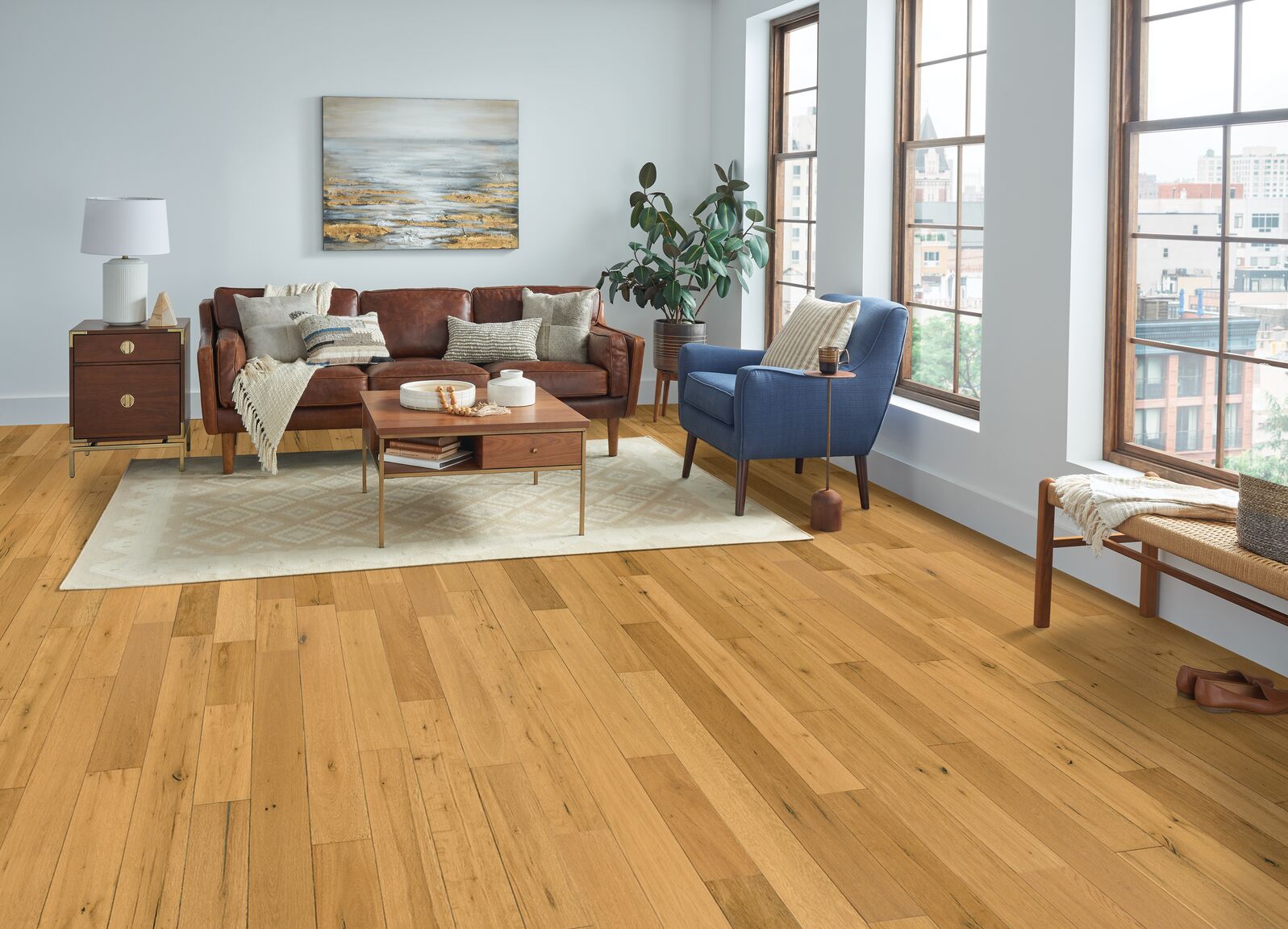 Bruce Brushed Impressions Bronze Collection BRBH53EK50W Eastward Warmth 5 inch x 15.7-48 inch White Oak Engineered Hardwood Flooring (26.58 SF/Box)