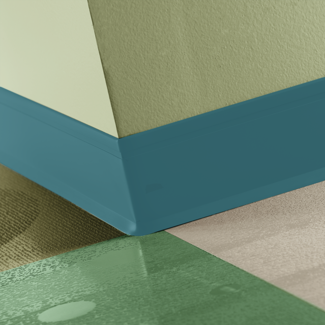 Tarkett / Johnsonite Perceptions Recess Toe Base 4 1/4" VM5 Dream Teal 4.25" x 120' by 0.125" (120 LF/Box) Cove (with Toe)