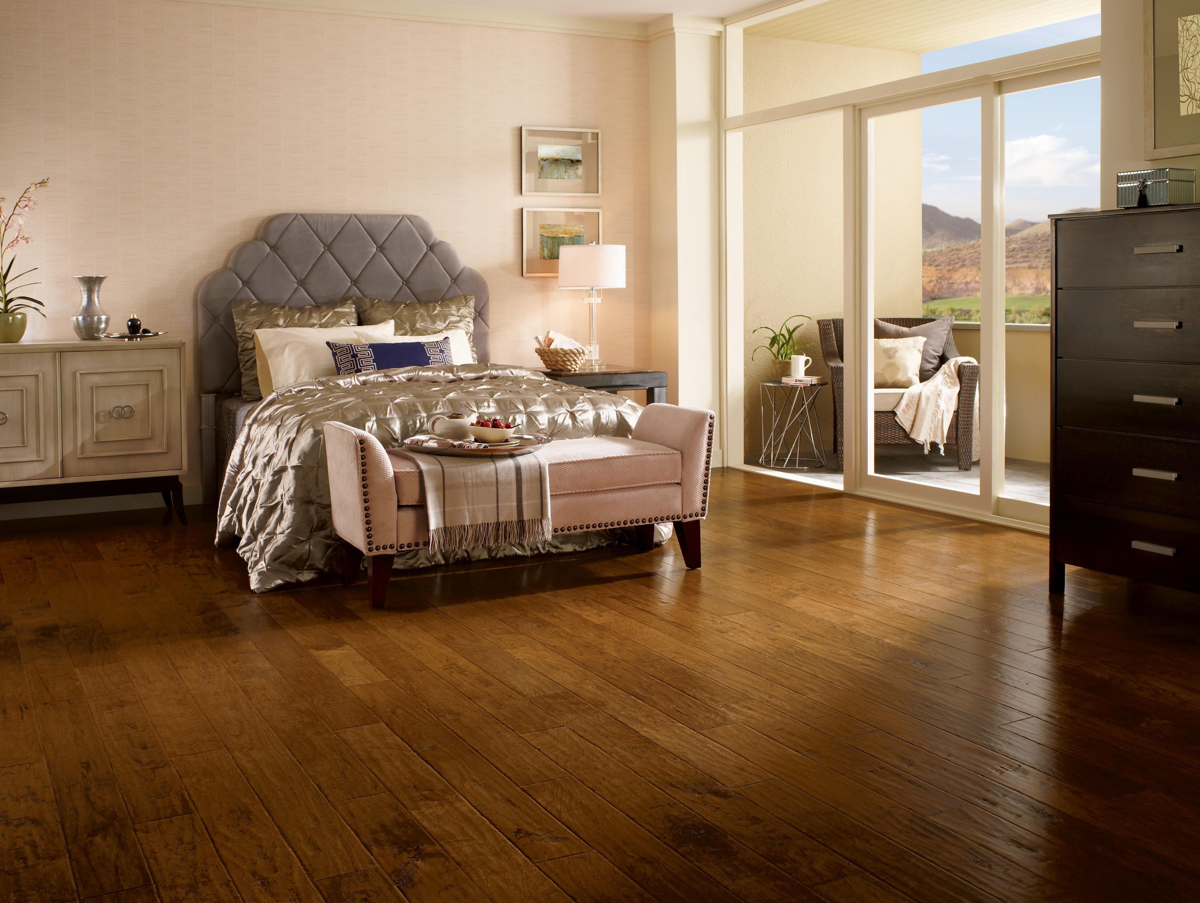 Bedroom with Engineered Hardwood Flooring